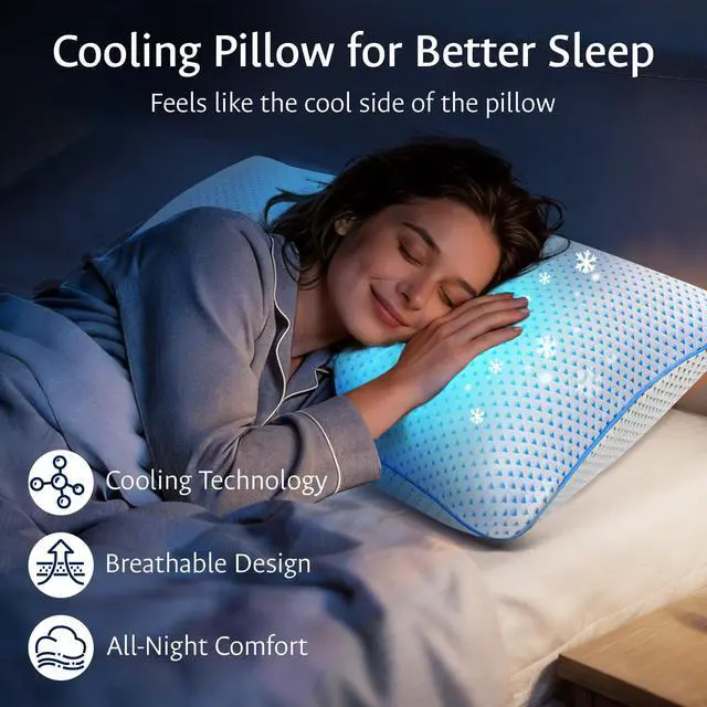 Alt view image 3 of 7 - Adjustable Cooling Gel Memory Foam Pillow Queen Size for Sleeping Set of 1