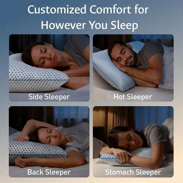 Alt view image 7 of 7 - Adjustable Cooling Gel Memory Foam Pillow Queen Size for Sleeping Set of 1