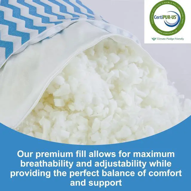 Alt view image 4 of 7 - Pillows Queen Size for Bed - Adjustable Firm Pillow for Back Stomach and Side Sleeper - Shredded Memory Foam Cooling Pillow for Neck and Shoulder Pain with Washable Cover