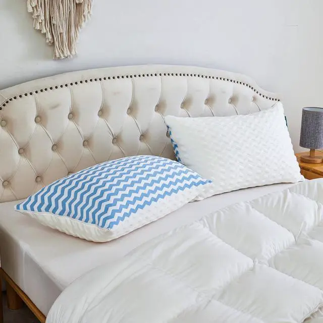 Alt view image 5 of 7 - Pillows Queen Size for Bed - Adjustable Firm Pillow for Back Stomach and Side Sleeper - Shredded Memory Foam Cooling Pillow for Neck and Shoulder Pain with Washable Cover