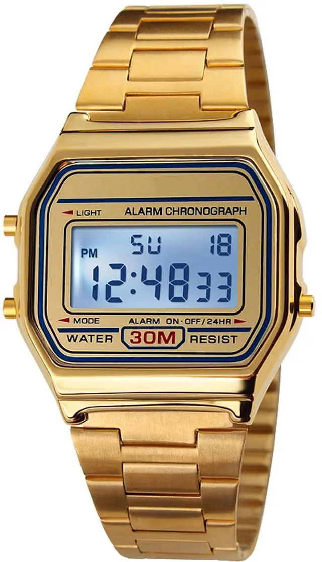 Main image of Men's Digital Gold Stainless Steel Watch
