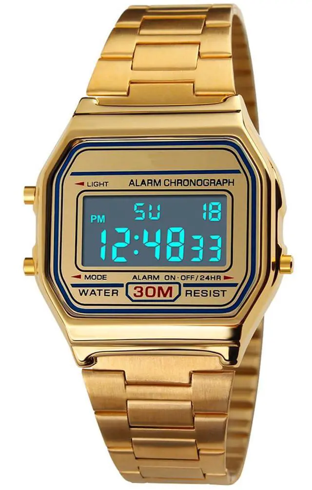 Alt view image 2 of 7 - Men's Digital Gold Stainless Steel Watch