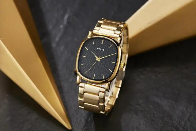 Alt view image 2 of 5 - Unisex Square Round Retro Gold Stainless Steel Strap Analog Quartz Elegant Wrist Watches (ZX-1)