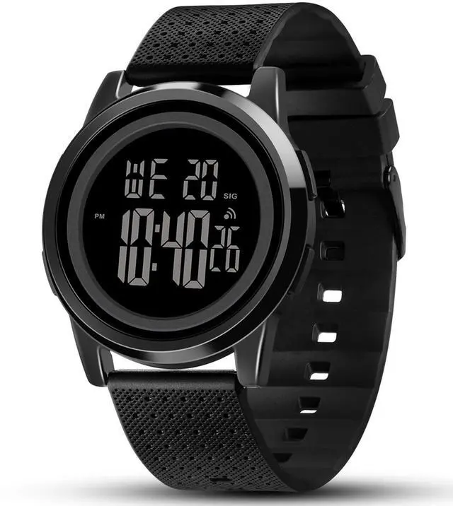 Main image of Mens Watch Ultra-Thin Digital Sports Watch Waterproof Stainless Steel Fashion Wrist Watch for Men Women