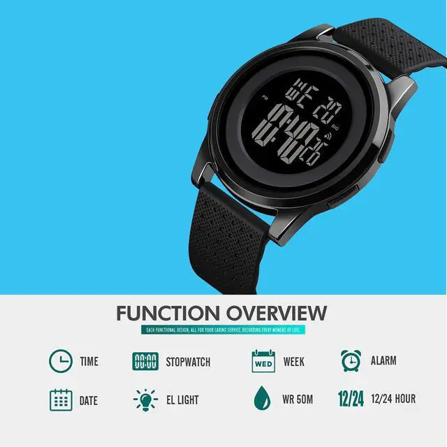Alt view image 2 of 6 - Mens Watch Ultra-Thin Digital Sports Watch Waterproof Stainless Steel Fashion Wrist Watch for Men Women