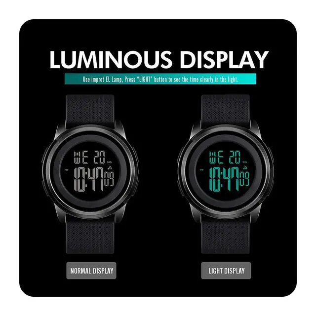 Alt view image 4 of 6 - Mens Watch Ultra-Thin Digital Sports Watch Waterproof Stainless Steel Fashion Wrist Watch for Men Women