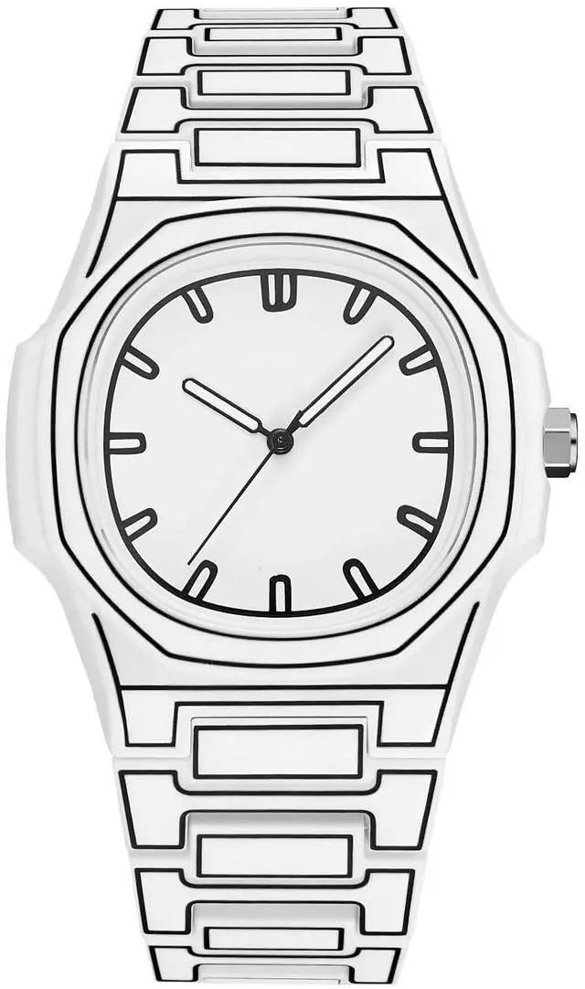 Main image of Minimalist Sketch Design Fashion Wristwatch, Unisex, Creative Style (White-2)