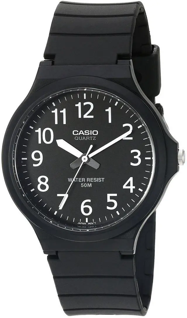 Main image of MW240 Series | Watches for Men | Analog Quartz Watch | 50M WR | Large Resin Case | Resin Glass | Resin Band | Large Arabic Numerals | Analog Watch | Easy to Read Display | 3 Year Battery