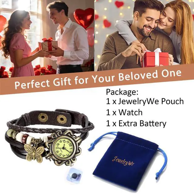 Alt view image 6 of 7 - New Women Wristwatch Butterfly Quartz Vintage Weave Wrap Leather Strap Lady Bracelet Watch
