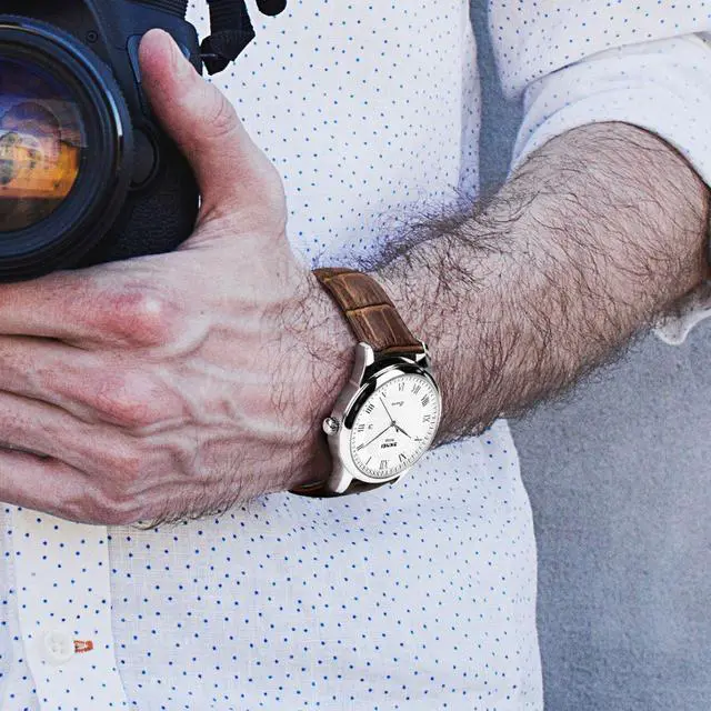 Alt view image 6 of 7 - Mens Leather Band Quartz Watch, Men's Analog Business Working Roman Numeral Casual Waterproof Watches with Calendar Date Daily Dress Fashion Wristwatch - Brown