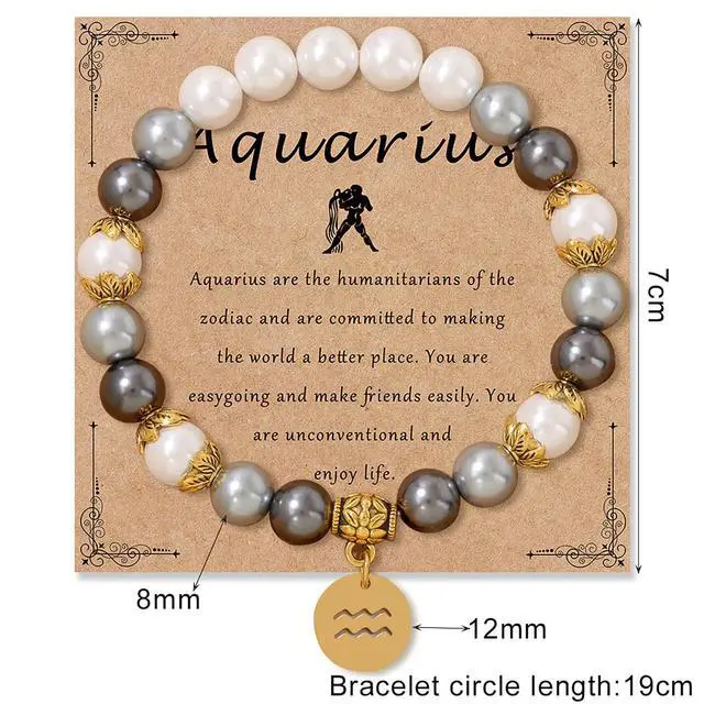Alt view image 4 of 5 - ZodiacSigns Spirit Bracelet Zodiac Bracelet for Women Men Adjustable 12 Constellation Bracelet White and Grey Pearl Beaded Stretch Bracelet Constellation Charm Bracelet Birthday Jewelry Gifts (Taurus)