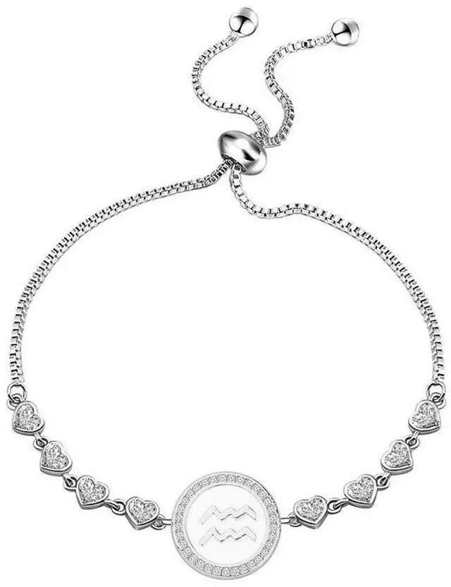 Main image of Zodiac Sign Bracelet Twelve Constellations Gift Silver Bracelet Horoscope Gift Birthday Gifts for Women(Aquarius SBR)
