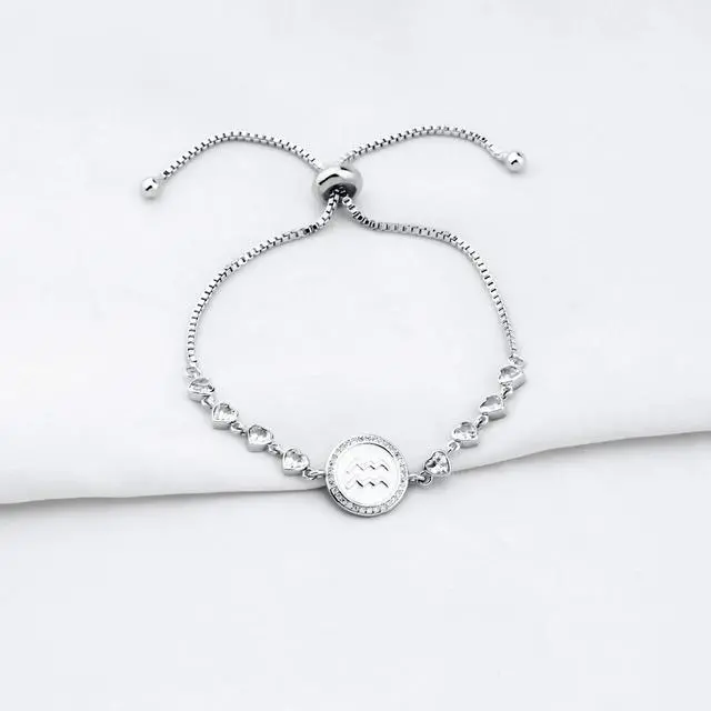 Alt view image 3 of 7 - Zodiac Sign Bracelet Twelve Constellations Gift Silver Bracelet Horoscope Gift Birthday Gifts for Women(Aquarius SBR)