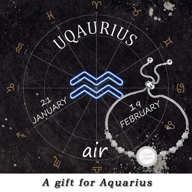 Alt view image 7 of 7 - Zodiac Sign Bracelet Twelve Constellations Gift Silver Bracelet Horoscope Gift Birthday Gifts for Women(Aquarius SBR)