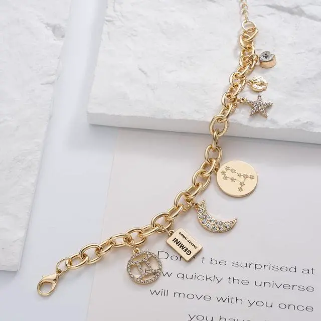 Alt view image 6 of 7 - Gold Gemini Charm Bracelet for Women