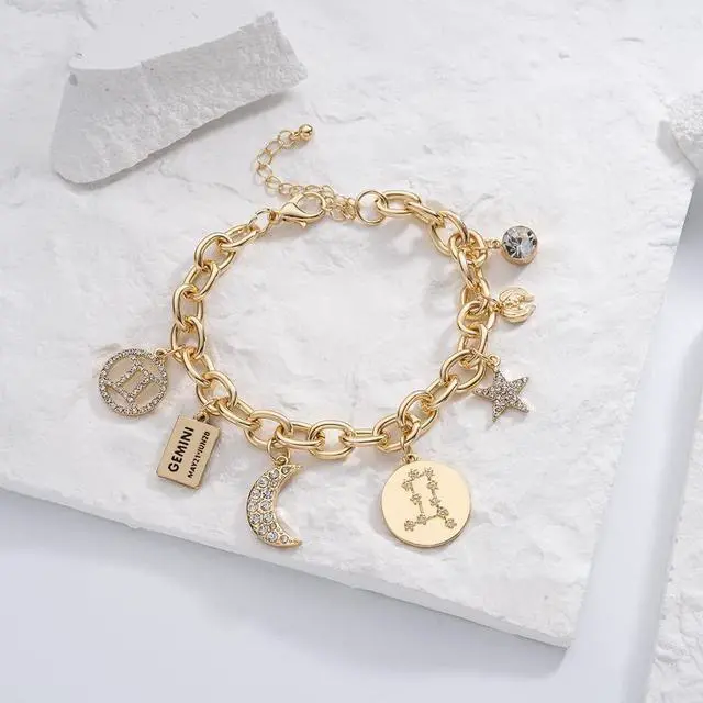 Alt view image 5 of 7 - Gold Gemini Charm Bracelet for Women