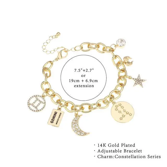 Alt view image 7 of 7 - Gold Gemini Charm Bracelet for Women