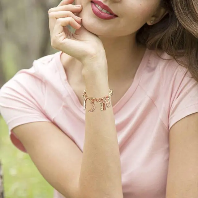 Alt view image 4 of 7 - Gold Gemini Charm Bracelet for Women