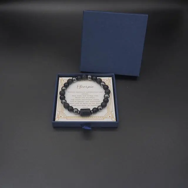 Alt view image 5 of 6 - Zodiac Sign Lava Hematite Bracelet for Men Women, Beaded