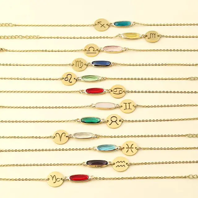Alt view image 3 of 4 - 14k Gold Plated Leo Sign August Birthstone Crystal Bracelet for Women Birthday Gift