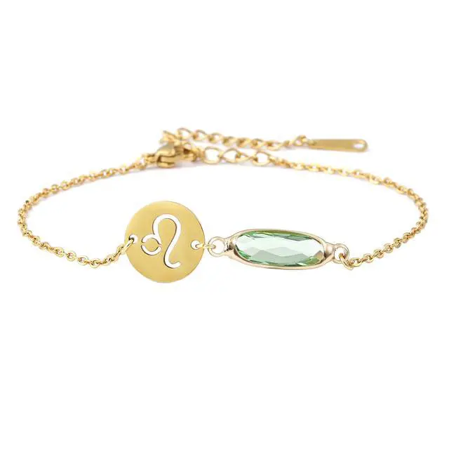 Alt view image 2 of 4 - 14k Gold Plated Leo Sign August Birthstone Crystal Bracelet for Women Birthday Gift