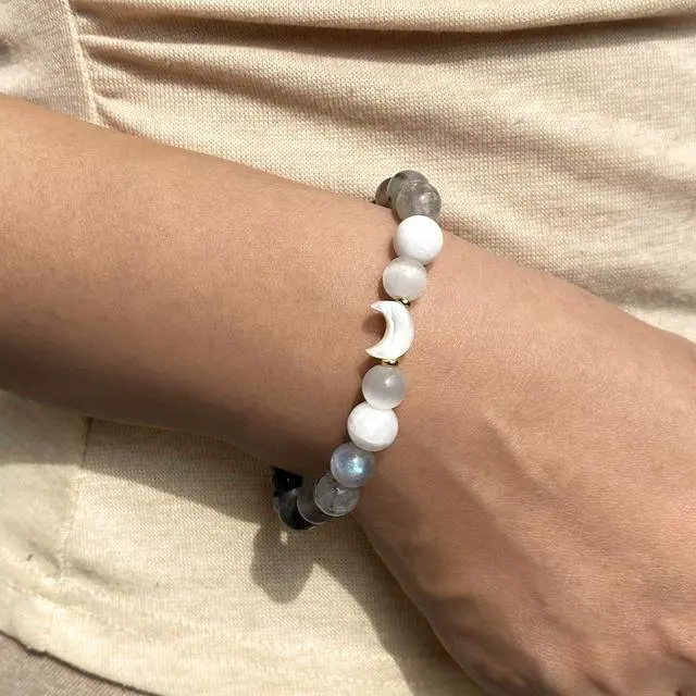 Alt view image 7 of 7 - Moon Phase Moonstone Bracelet, Moon Jewelry Crystal Healing Gifts for Women