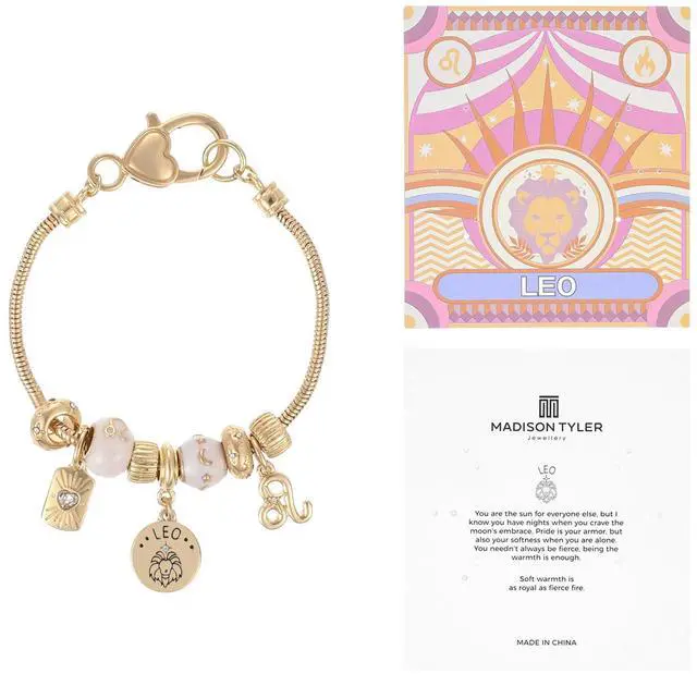 Main image of Gold Zodiac Leo Constellation Charm Bracelet Women
