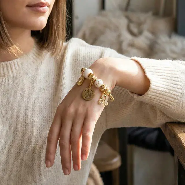 Alt view image 4 of 6 - Gold Zodiac Leo Constellation Charm Bracelet Women