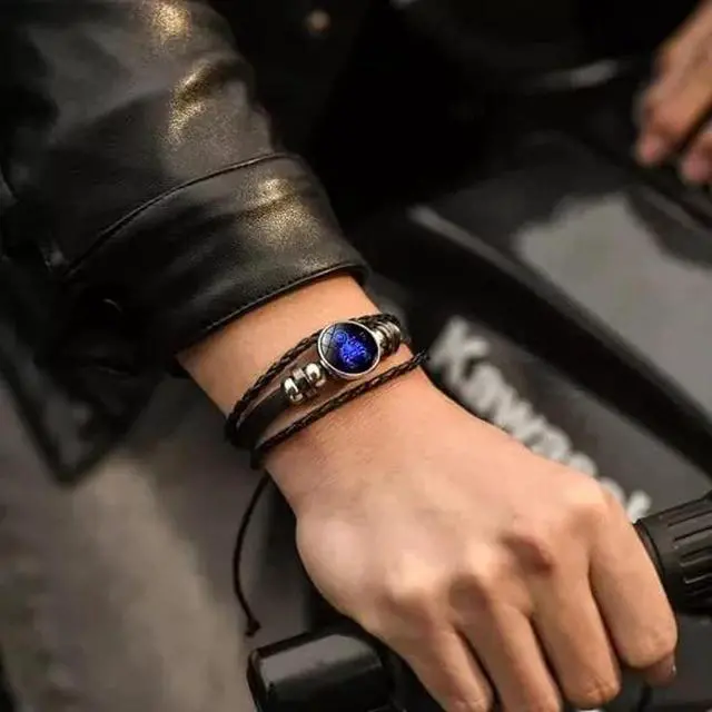 Alt view image 3 of 6 - 3 Piece Set Gleym Bracelet, Gleym Manifestation Bracelet Zodiac Signs Spirit Bracelet + Pendant, Adjustable Handmade Bead Woven Constellation Spirit Bracelet Glow In The Dark (Aquarius,3 Piece Set)