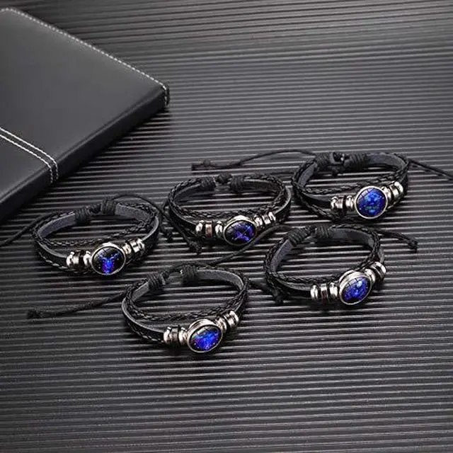 Alt view image 6 of 6 - 3 Piece Set Gleym Bracelet, Gleym Manifestation Bracelet Zodiac Signs Spirit Bracelet + Pendant, Adjustable Handmade Bead Woven Constellation Spirit Bracelet Glow In The Dark (Aquarius,3 Piece Set)