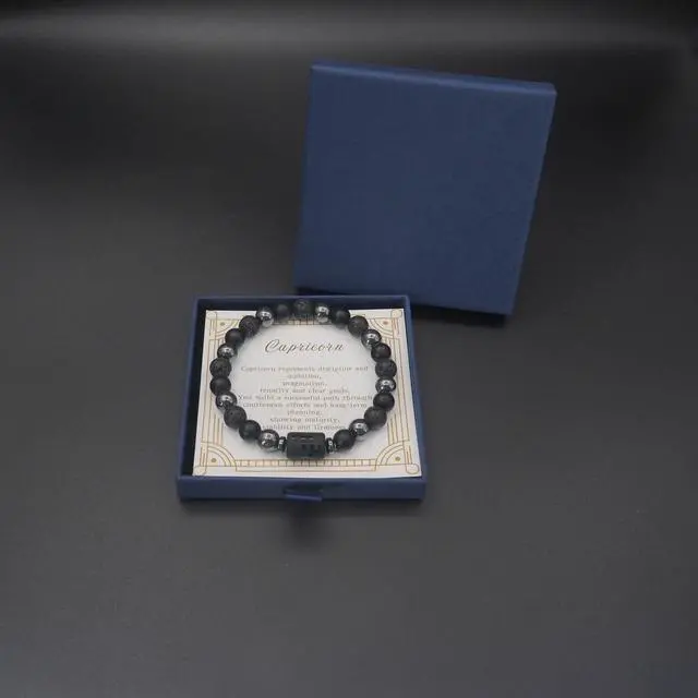 Alt view image 5 of 6 - Zodiac Sign Lava Hematite Bracelet for Men Women, Beaded
