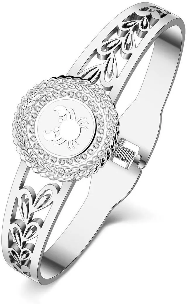 Main image of Stainless Steel Constellation Bracelets Bangle Zodiac Gifts for Women Birthday Gifts (Cancer)