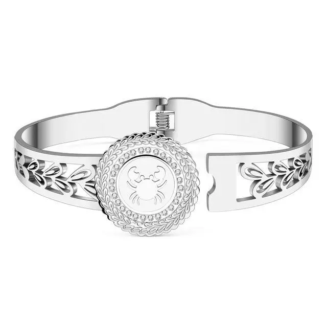 Alt view image 3 of 7 - Stainless Steel Constellation Bracelets Bangle Zodiac Gifts for Women Birthday Gifts (Cancer)
