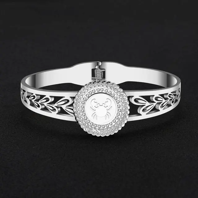 Alt view image 5 of 7 - Stainless Steel Constellation Bracelets Bangle Zodiac Gifts for Women Birthday Gifts (Cancer)