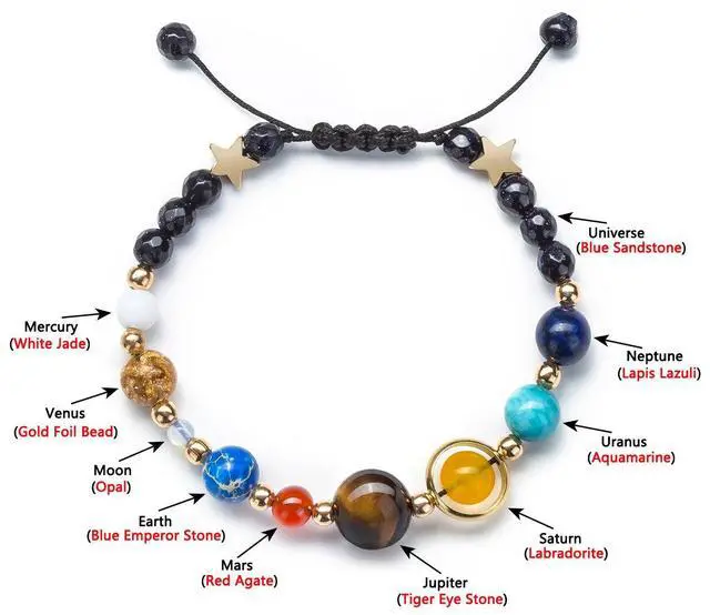 Alt view image 4 of 7 - Solar System Bracelet for Women, Universe Galaxy Beaded Jewelry