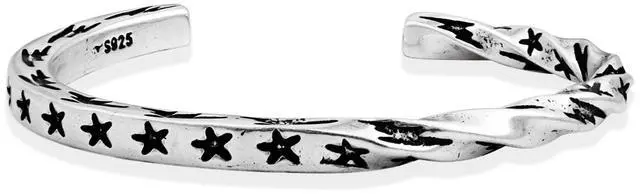 Main image of 925 Sterling Silver Star Cuff Bracelet for Women Boho Vintage Twist Open Bangle Bracelet for Y2k Jewelry