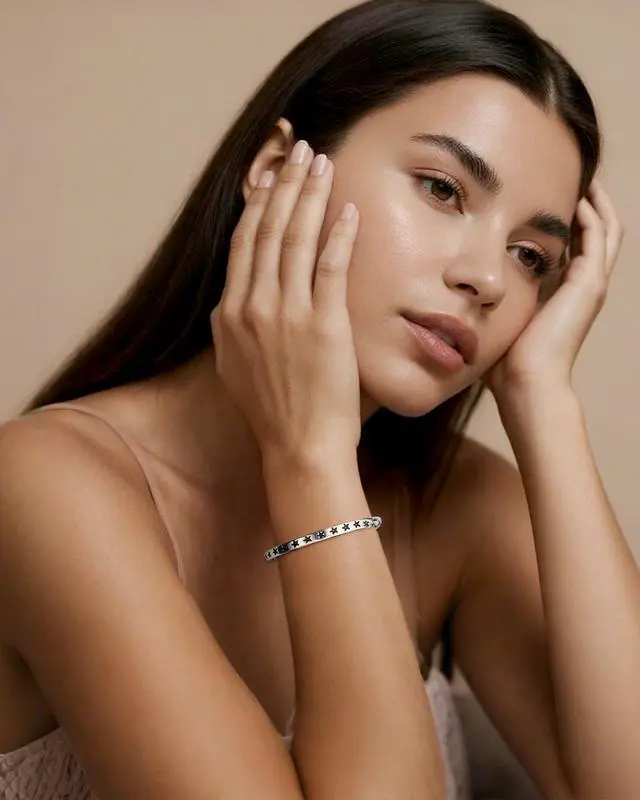 Alt view image 3 of 7 - 925 Sterling Silver Star Cuff Bracelet for Women Boho Vintage Twist Open Bangle Bracelet for Y2k Jewelry
