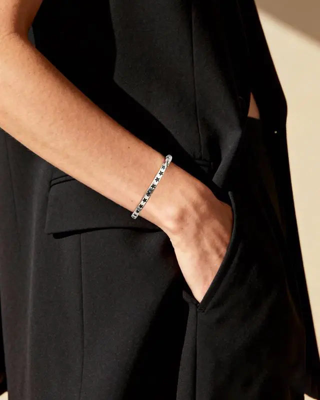 Alt view image 4 of 7 - 925 Sterling Silver Star Cuff Bracelet for Women Boho Vintage Twist Open Bangle Bracelet for Y2k Jewelry