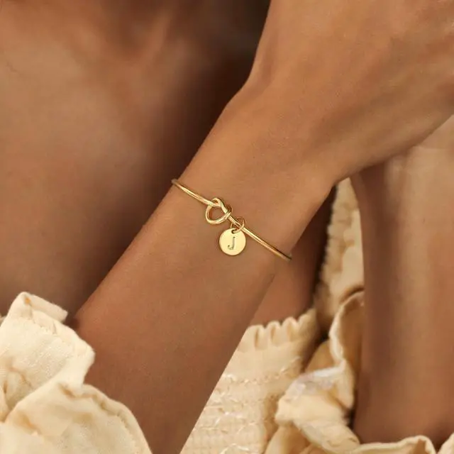 Alt view image 2 of 7 - Letter J Cuff Bracelet for Women, 14K Gold Plated Jewelry