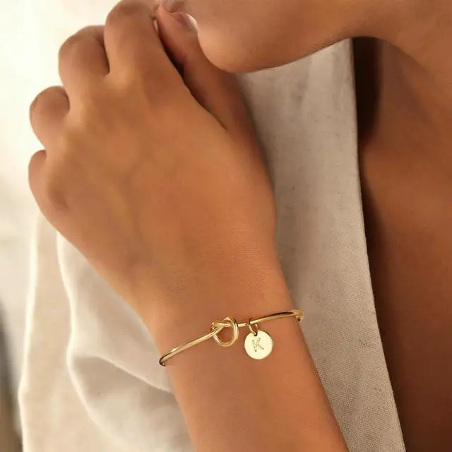 Alt view image 5 of 7 - Letter J Cuff Bracelet for Women, 14K Gold Plated Jewelry