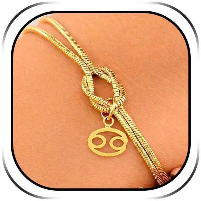 Main image of Zodiac Astrology Snake Chain Bracelet for Women Gold Knot Charm Minimalist Bracelet Elegant Constellation Jewelry Gift Dainty Fashion Wrist Accessories