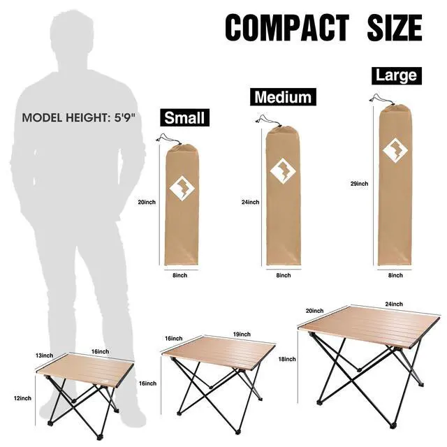 Alt view image 3 of 7 - Portable Camping Side Table, Ultralight Aluminum Folding Beach Table