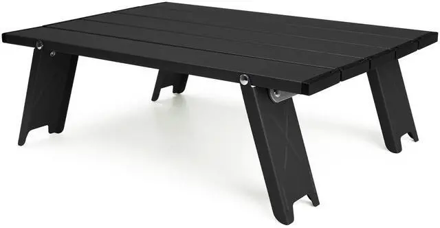 Main image of Outplea Small Folding Camping Table, Mini Low Portable Beach Tables, Black