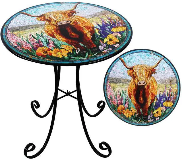 Main image of 18" Highland Cattle Outdoor Side Table