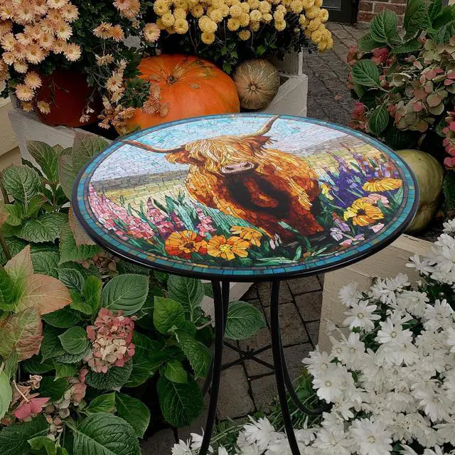 Alt view image 2 of 7 - 18" Highland Cattle Outdoor Side Table