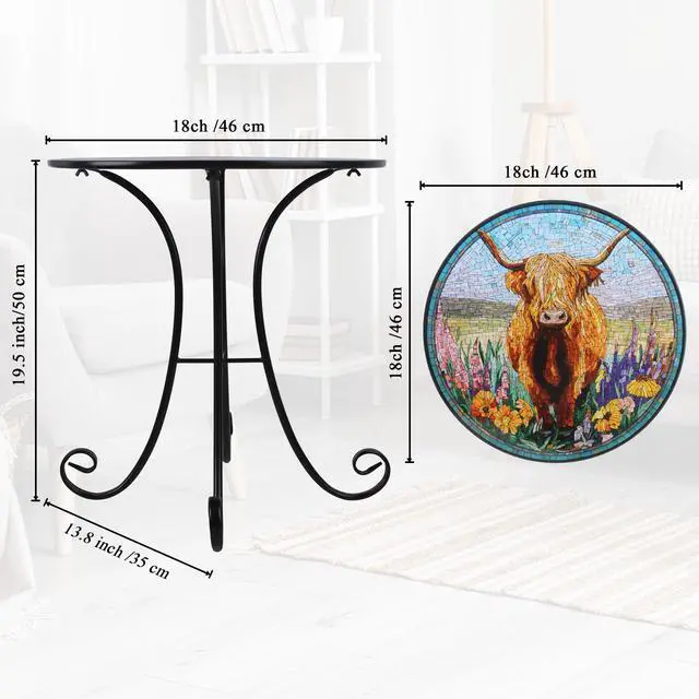 Alt view image 3 of 7 - 18" Highland Cattle Outdoor Side Table