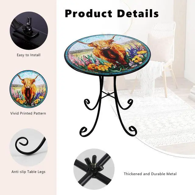 Alt view image 4 of 7 - 18" Highland Cattle Outdoor Side Table