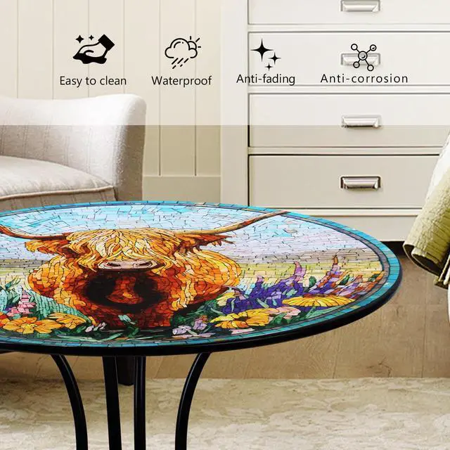 Alt view image 6 of 7 - 18" Highland Cattle Outdoor Side Table