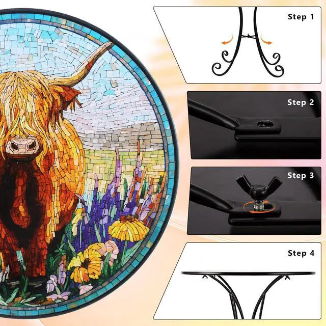 Alt view image 5 of 7 - 18" Highland Cattle Outdoor Side Table