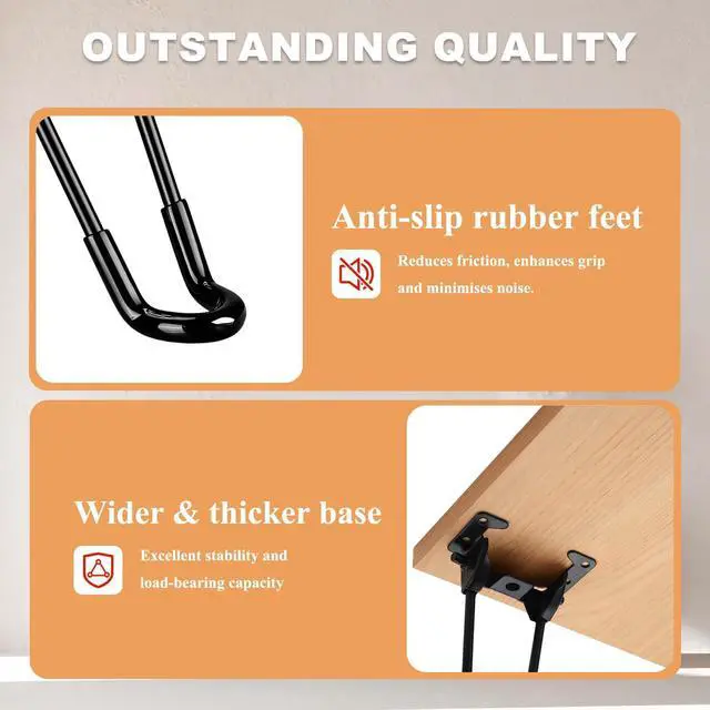 Alt view image 6 of 7 - 4Pcs Folding Hairpin Legs, 14 Inch Foldable Coffee Table Legs with Mounting Screws, Heavy Duty Easy Install Furniture Black Legs for Desk Bench Chair, Home DIY Projects, (Height 350 mm), Black